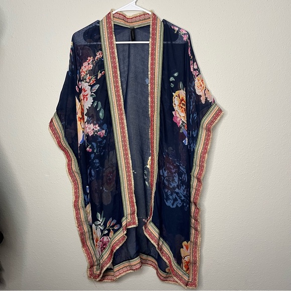 LANE BRYANT Floral Kimono with Navy and Multicolor Design - Picture 1 of 7